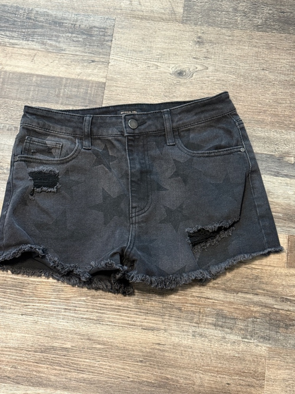 Black Star Print Distressed Grunge Y2K Women’s size 9 Denim Shorts